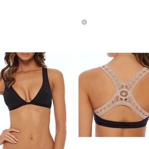 I*space Evie Crochet Bikini Top Navy Size Medium NWOT